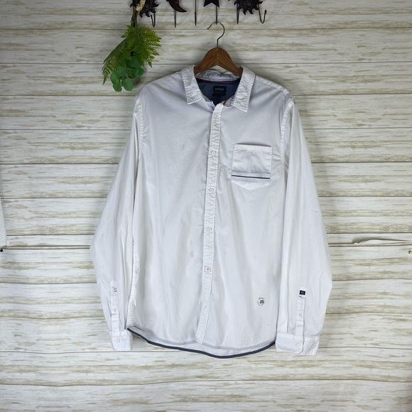 Buffalo David Bitton Slim Stretch White Button Down Shirt - Picture 1 of 5
